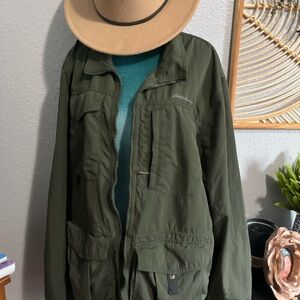 Eddie Bauer 2014 Khaki Green Nylon Jacket sz2XL